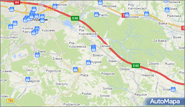 mapa Bolęcin gmina Trzebinia, Bolęcin gmina Trzebinia na mapie Targeo