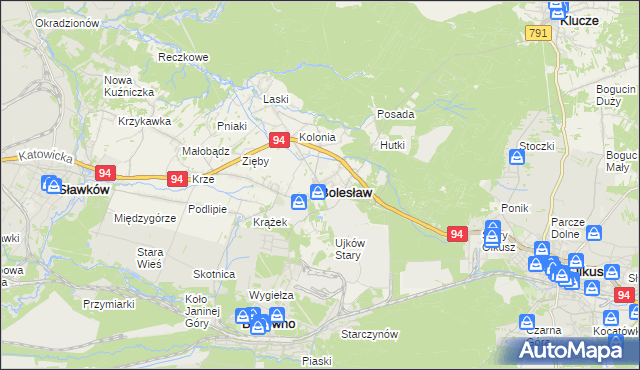 mapa Bolesław powiat olkuski, Bolesław powiat olkuski na mapie Targeo