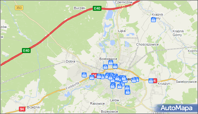 mapa Bolesławice gmina Bolesławiec, Bolesławice gmina Bolesławiec na mapie Targeo