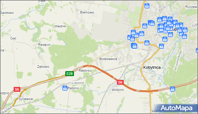 mapa Bolesławice gmina Kobylnica, Bolesławice gmina Kobylnica na mapie Targeo