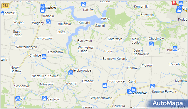 mapa Boleszyn gmina Waśniów, Boleszyn gmina Waśniów na mapie Targeo
