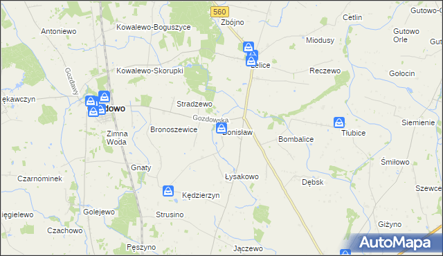 mapa Bonisław gmina Gozdowo, Bonisław gmina Gozdowo na mapie Targeo