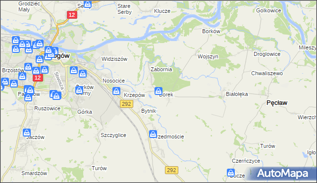 mapa Borek gmina Głogów, Borek gmina Głogów na mapie Targeo