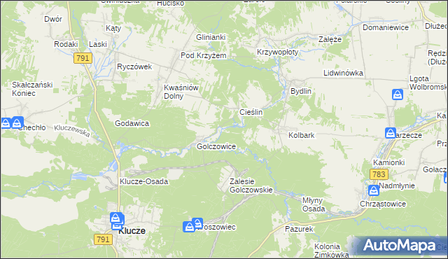 mapa Borek gmina Klucze, Borek gmina Klucze na mapie Targeo