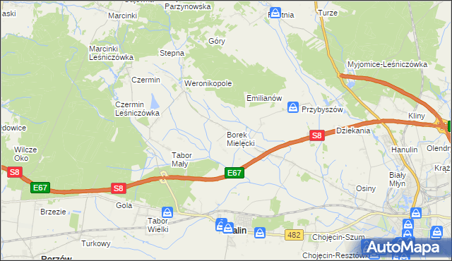 mapa Borek Mielęcki, Borek Mielęcki na mapie Targeo