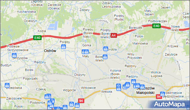 mapa Borek Wielki, Borek Wielki na mapie Targeo