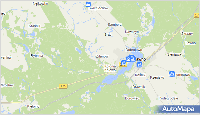 mapa Borki gmina Drawno, Borki gmina Drawno na mapie Targeo