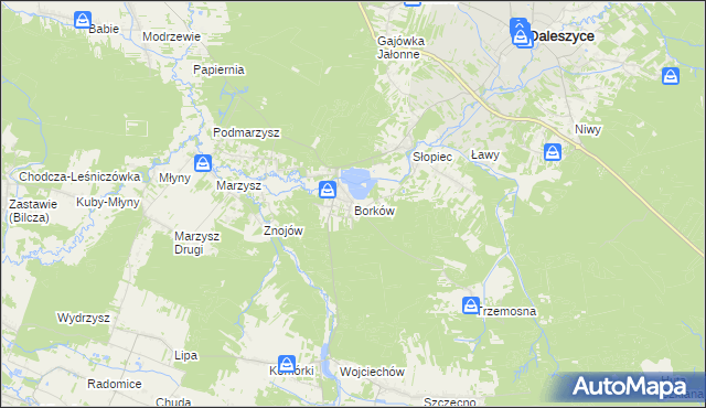 mapa Borków gmina Daleszyce, Borków gmina Daleszyce na mapie Targeo