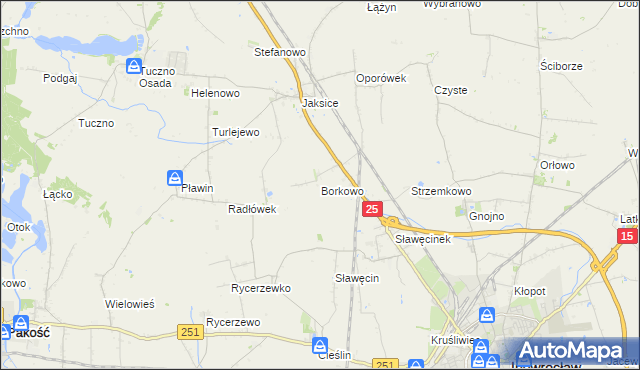 mapa Borkowo gmina Inowrocław, Borkowo gmina Inowrocław na mapie Targeo