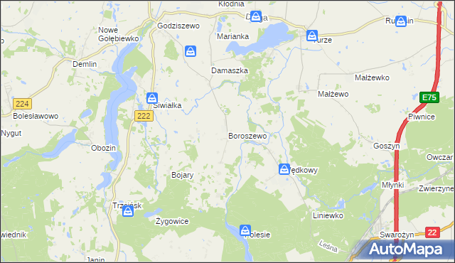 mapa Boroszewo, Boroszewo na mapie Targeo