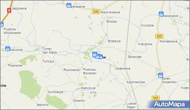 mapa Borów powiat strzeliński, Borów powiat strzeliński na mapie Targeo