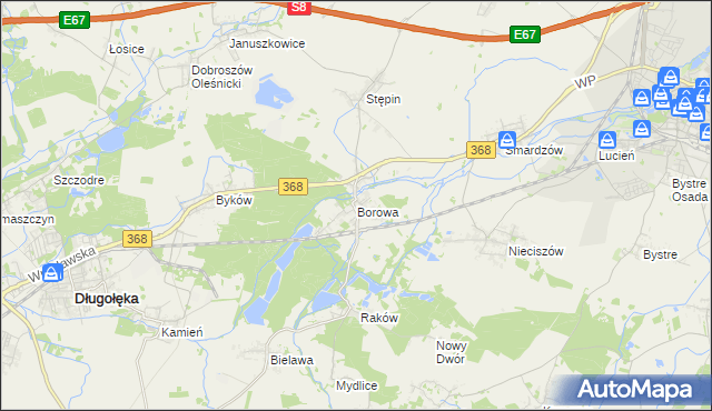 mapa Borowa gmina Długołęka, Borowa gmina Długołęka na mapie Targeo