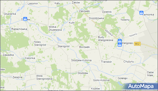 mapa Borówek gmina Latowicz, Borówek gmina Latowicz na mapie Targeo