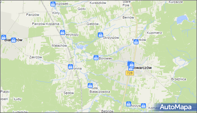 mapa Borowiec gmina Gowarczów, Borowiec gmina Gowarczów na mapie Targeo