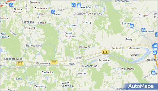 mapa Borowiec gmina Tarczyn, Borowiec gmina Tarczyn na mapie Targeo