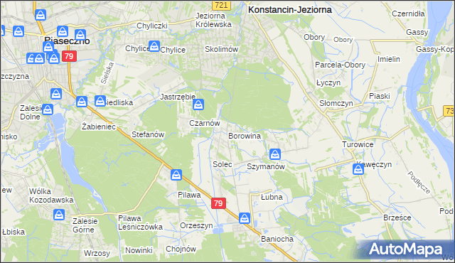 mapa Borowina gmina Konstancin-Jeziorna, Borowina gmina Konstancin-Jeziorna na mapie Targeo