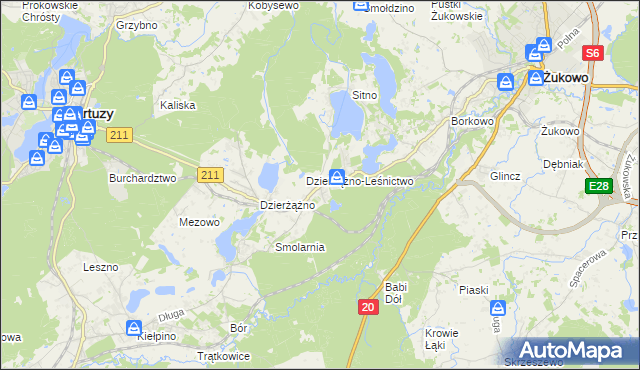 mapa Borowo gmina Kartuzy, Borowo gmina Kartuzy na mapie Targeo