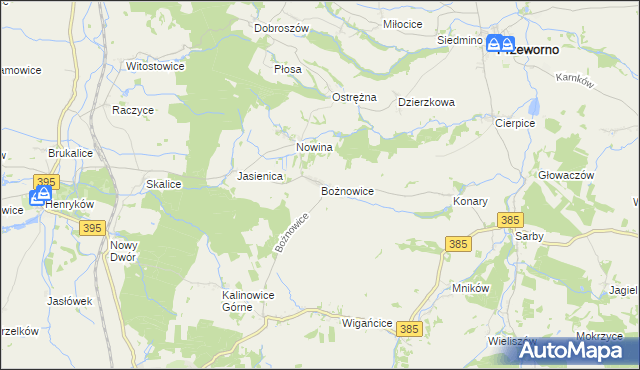 mapa Bożnowice, Bożnowice na mapie Targeo