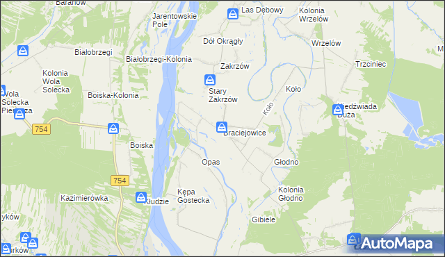 mapa Braciejowice, Braciejowice na mapie Targeo