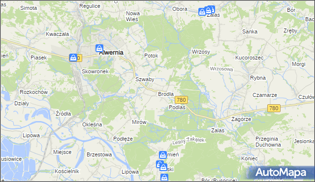 mapa Brodła, Brodła na mapie Targeo