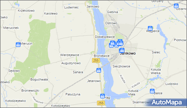 mapa Broniewice, Broniewice na mapie Targeo