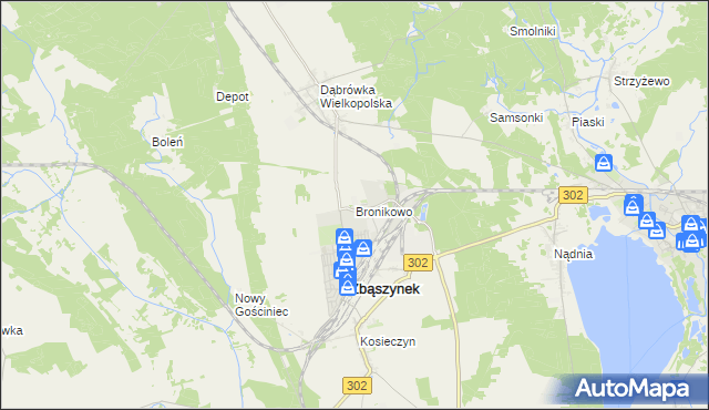mapa Bronikowo gmina Zbąszynek, Bronikowo gmina Zbąszynek na mapie Targeo