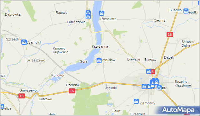 mapa Bronisław gmina Strzelno, Bronisław gmina Strzelno na mapie Targeo