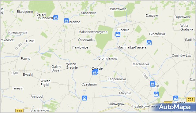 mapa Bronisławów gmina Błędów, Bronisławów gmina Błędów na mapie Targeo