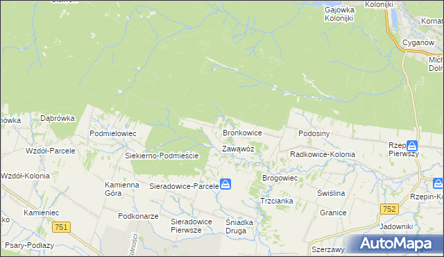 mapa Bronkowice, Bronkowice na mapie Targeo