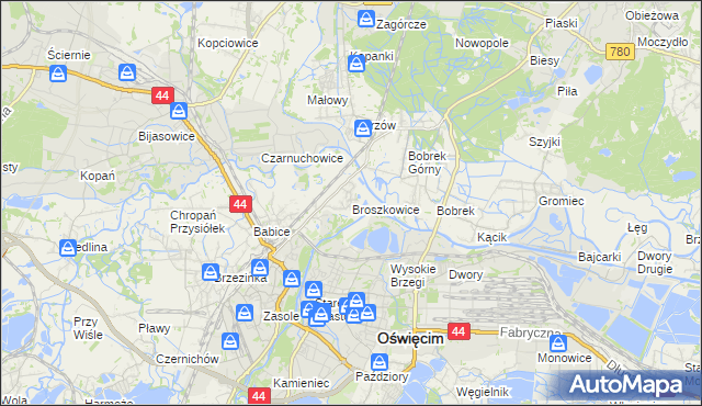 mapa Broszkowice, Broszkowice na mapie Targeo