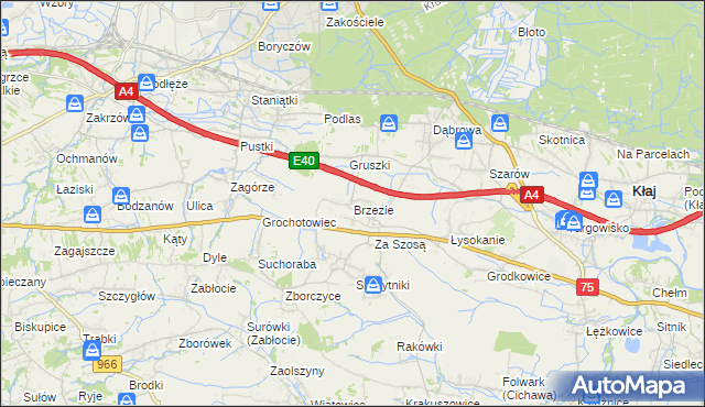 mapa Brzezie gmina Kłaj, Brzezie gmina Kłaj na mapie Targeo