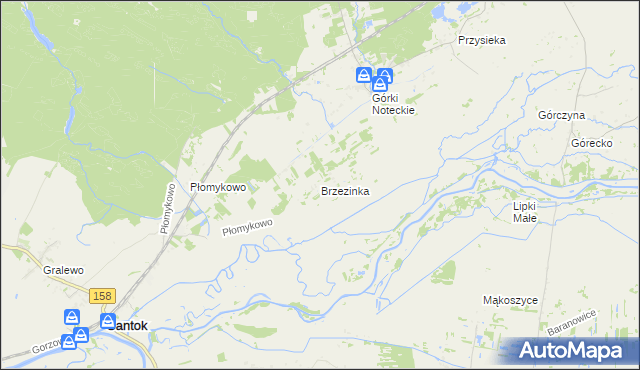 mapa Brzezinka gmina Zwierzyn, Brzezinka gmina Zwierzyn na mapie Targeo