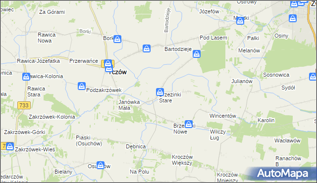 mapa Brzezinki Stare, Brzezinki Stare na mapie Targeo