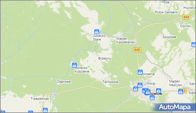mapa Brzeziny gmina Józefów, Brzeziny gmina Józefów na mapie Targeo