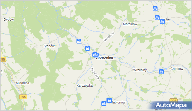 mapa Brzeźnica powiat żagański, Brzeźnica powiat żagański na mapie Targeo