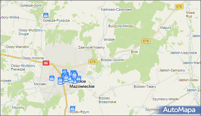 mapa Brzóski-Gromki, Brzóski-Gromki na mapie Targeo