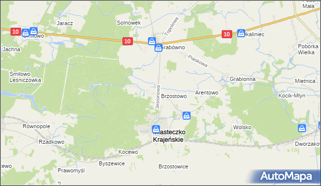 mapa Brzostowo gmina Miasteczko Krajeńskie, Brzostowo gmina Miasteczko Krajeńskie na mapie Targeo