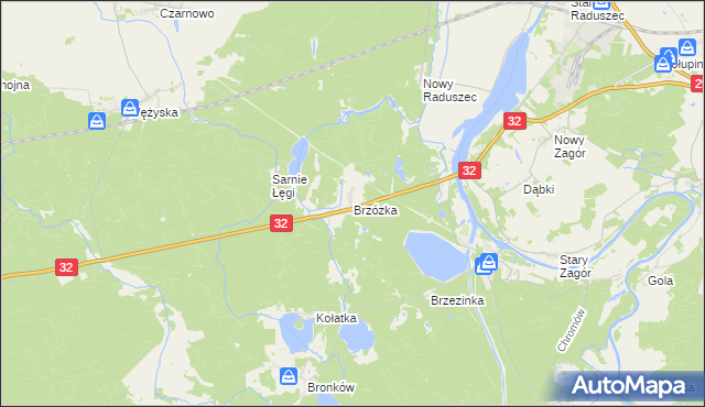 mapa Brzózka gmina Krosno Odrzańskie, Brzózka gmina Krosno Odrzańskie na mapie Targeo