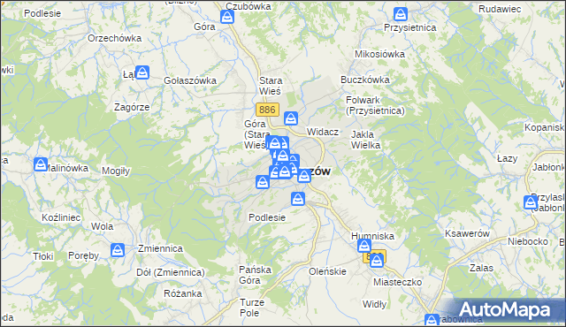 mapa Brzozów, Brzozów na mapie Targeo