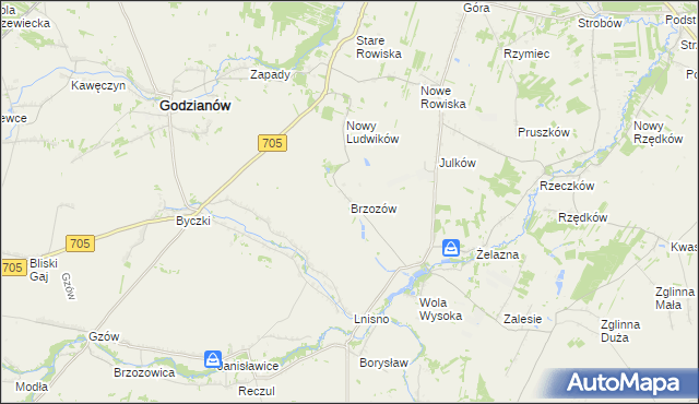 mapa Brzozów gmina Skierniewice, Brzozów gmina Skierniewice na mapie Targeo