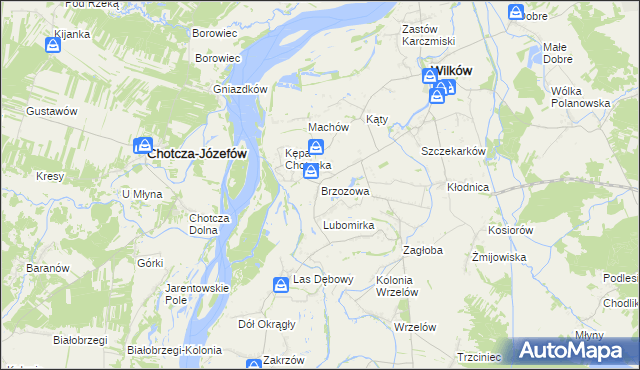 mapa Brzozowa gmina Wilków, Brzozowa gmina Wilków na mapie Targeo