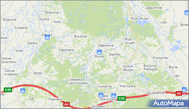 mapa Bucze gmina Brzesko, Bucze gmina Brzesko na mapie Targeo