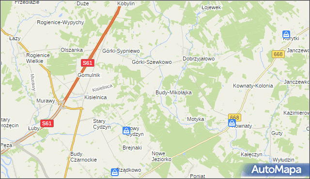 mapa Budy-Mikołajka, Budy-Mikołajka na mapie Targeo