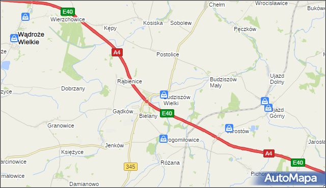 mapa Budziszów Wielki, Budziszów Wielki na mapie Targeo