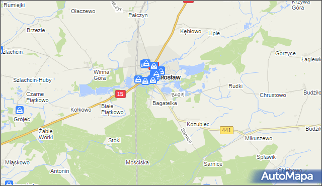 mapa Bugaj gmina Miłosław, Bugaj gmina Miłosław na mapie Targeo