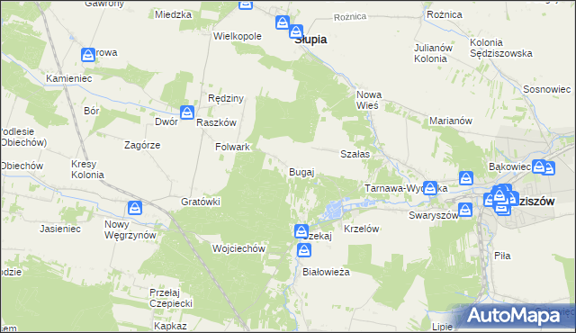 mapa Bugaj gmina Sędziszów, Bugaj gmina Sędziszów na mapie Targeo