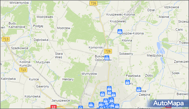 mapa Bukowiec Opoczyński, Bukowiec Opoczyński na mapie Targeo