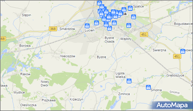 mapa Bystre gmina Oleśnica, Bystre gmina Oleśnica na mapie Targeo