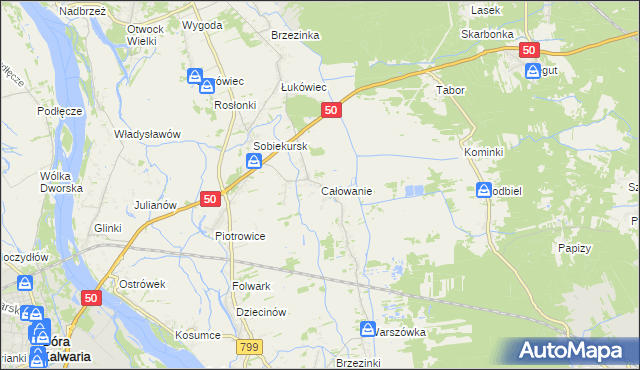 mapa Całowanie, Całowanie na mapie Targeo