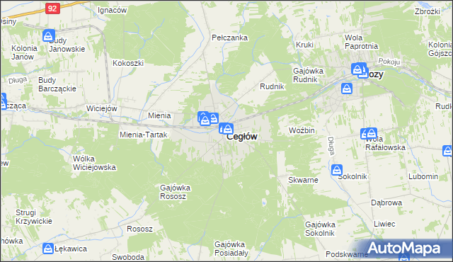 mapa Cegłów powiat miński, Cegłów powiat miński na mapie Targeo